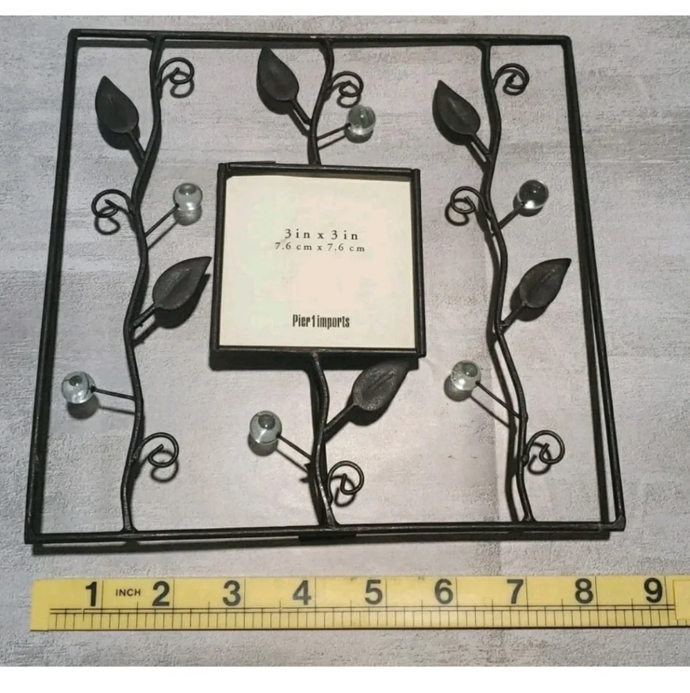 Pier 1 Imports Brown Metal Leaf Frame Clear Glass Accents 3
